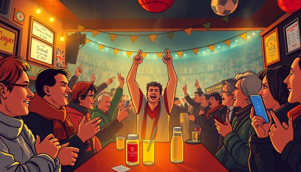 Эмоциональный ландшафт английского трибуна: радость, гнев, эхо побед - иллюстрация