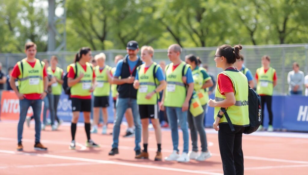 Фанаты и волонтёры: совместная работа на матче - иллюстрация