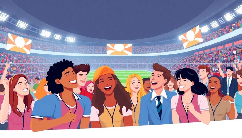 Фанаты и волонтёры: совместная работа на матче - иллюстрация