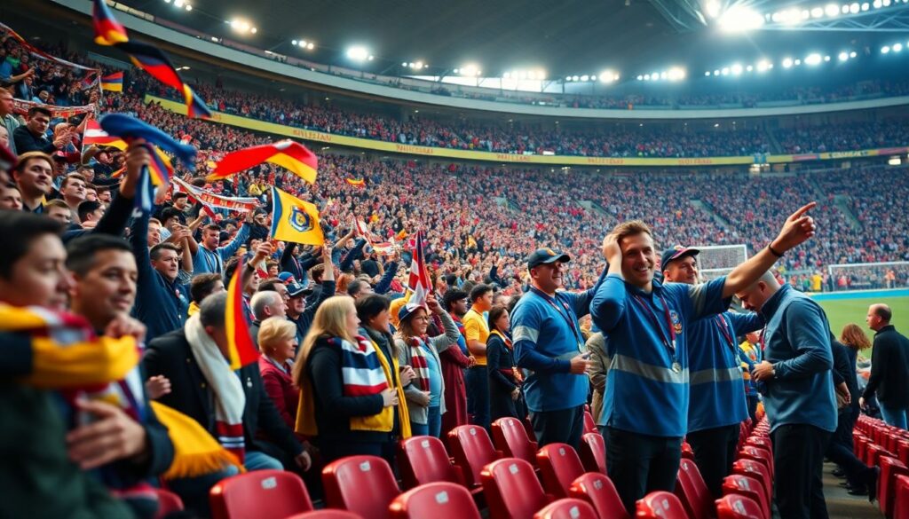 Фанаты и волонтёры: совместная работа на матче - иллюстрация